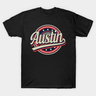 Graphic Aesthetic Austin Proud Name Circle Vintage Art T-Shirt